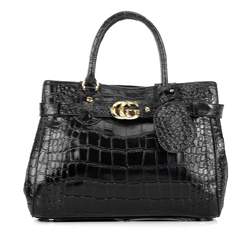 1:1 Gucci 247183 GG Running Medium Tote Bags-Black Crocodile